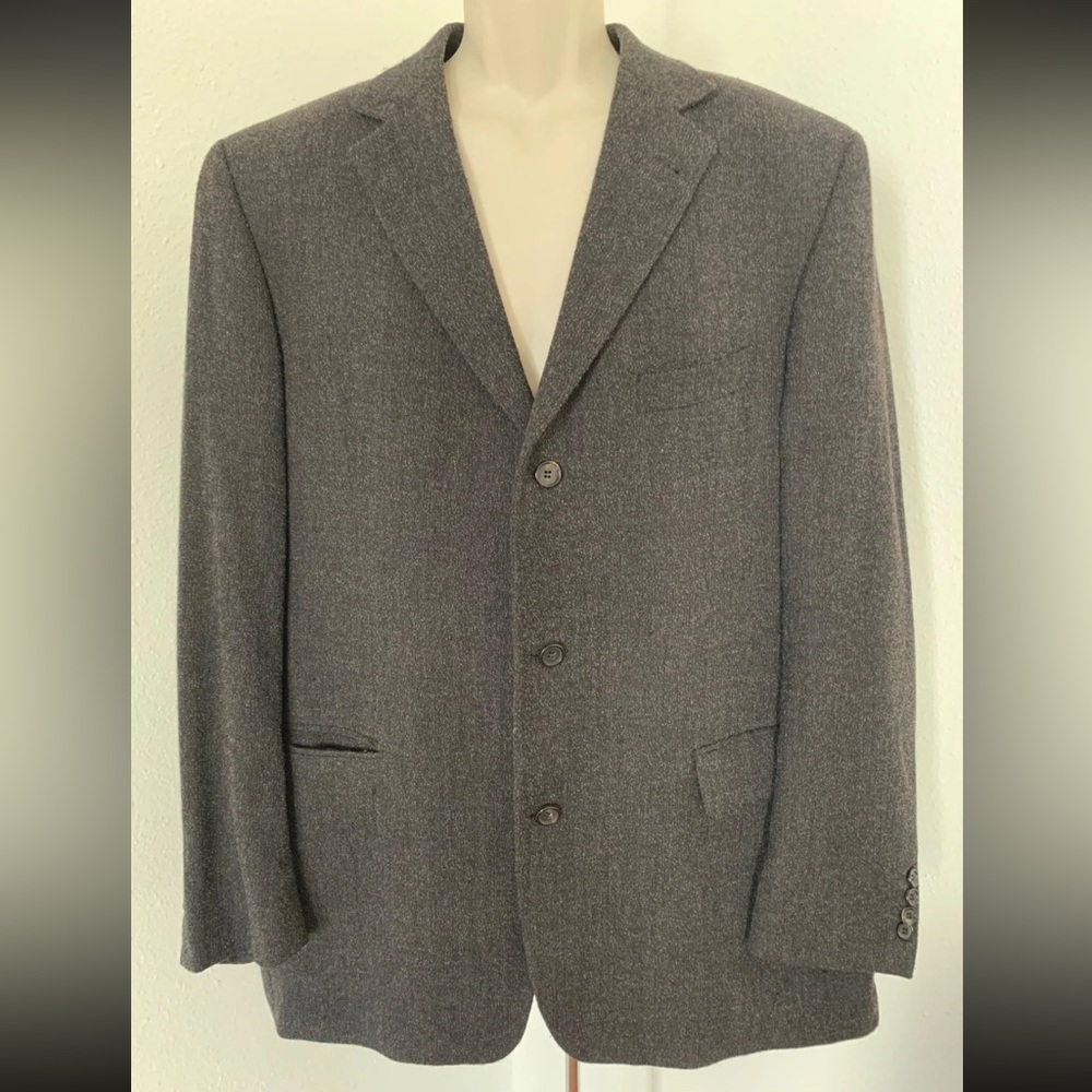 HUGO BOSS Mens Brown Wool Single Breasted Pockets Casual Blazer Jacket Sz 46R